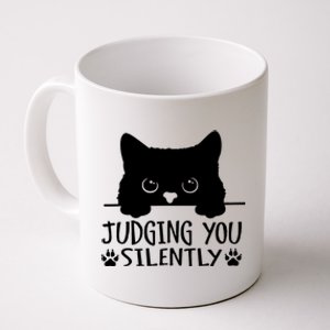 Funny Black Cat Judging You Silently Sarcastic Cat Mom Coffee Mug