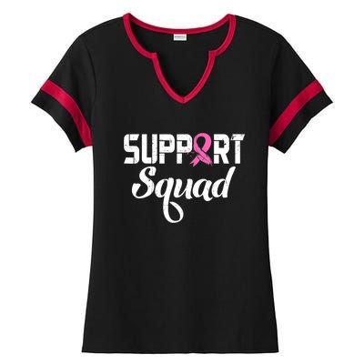 Funny Breast Cancer Warrior Support Squad Awareness Ladies Halftime Notch Neck Tee