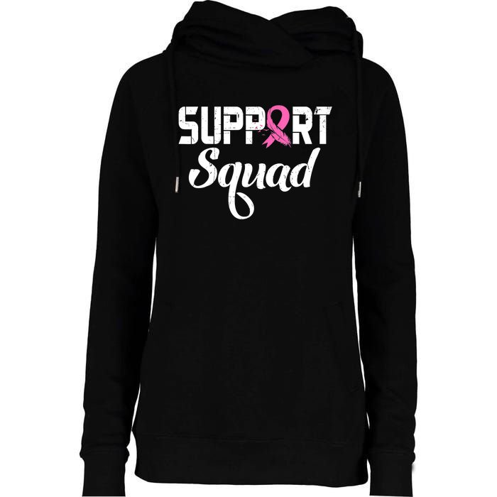 Funny Breast Cancer Warrior Support Squad Awareness Womens Funnel Neck Pullover Hood