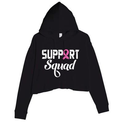 Funny Breast Cancer Warrior Support Squad Awareness Crop Fleece Hoodie