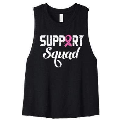 Funny Breast Cancer Warrior Support Squad Awareness Women's Racerback Cropped Tank