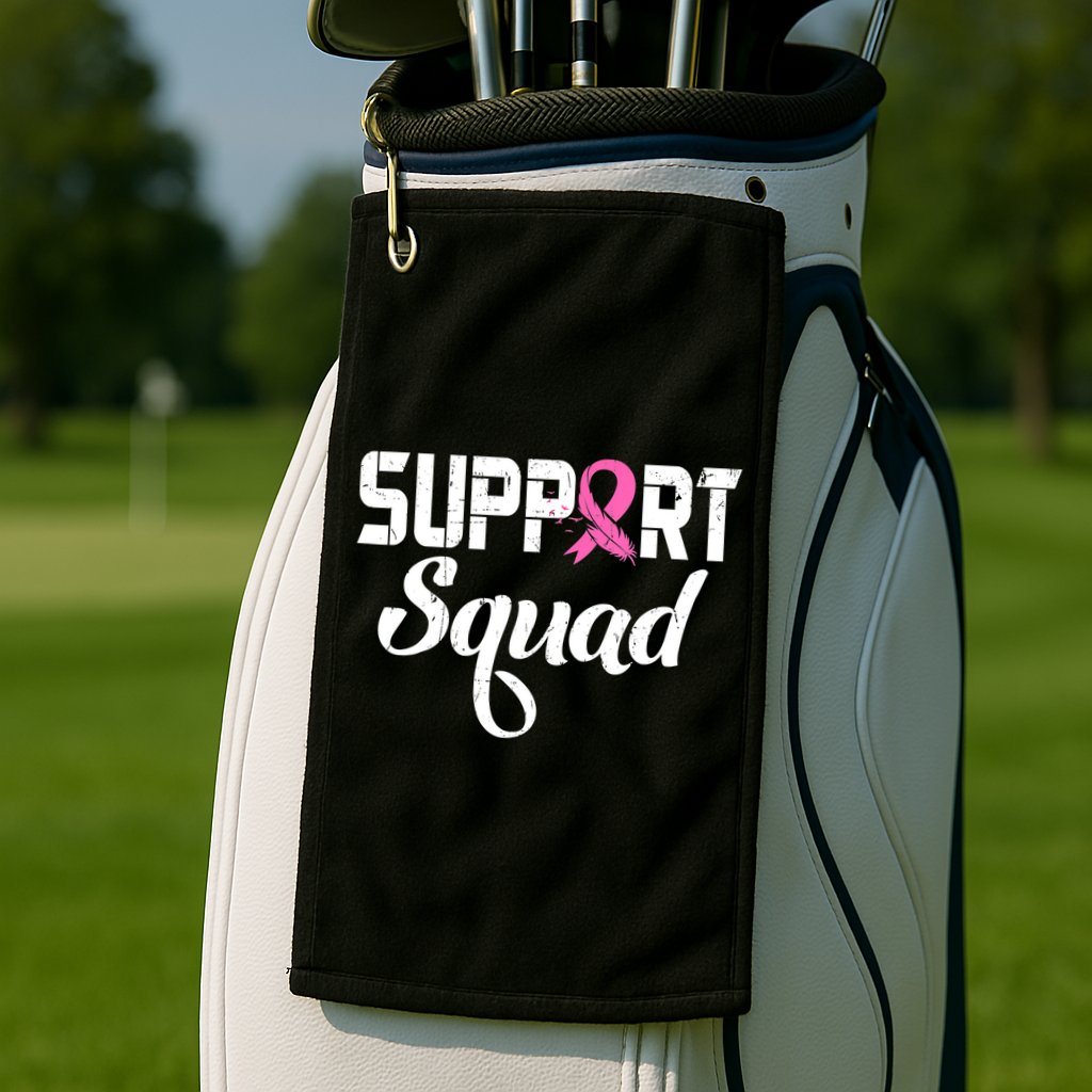 Funny Breast Cancer Warrior Support Squad Awareness Golf Towel