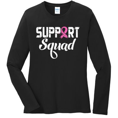 Funny Breast Cancer Warrior Support Squad Awareness Ladies Long Sleeve Shirt