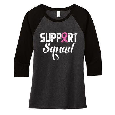 Funny Breast Cancer Warrior Support Squad Awareness Women's Tri-Blend 3/4-Sleeve Raglan Shirt