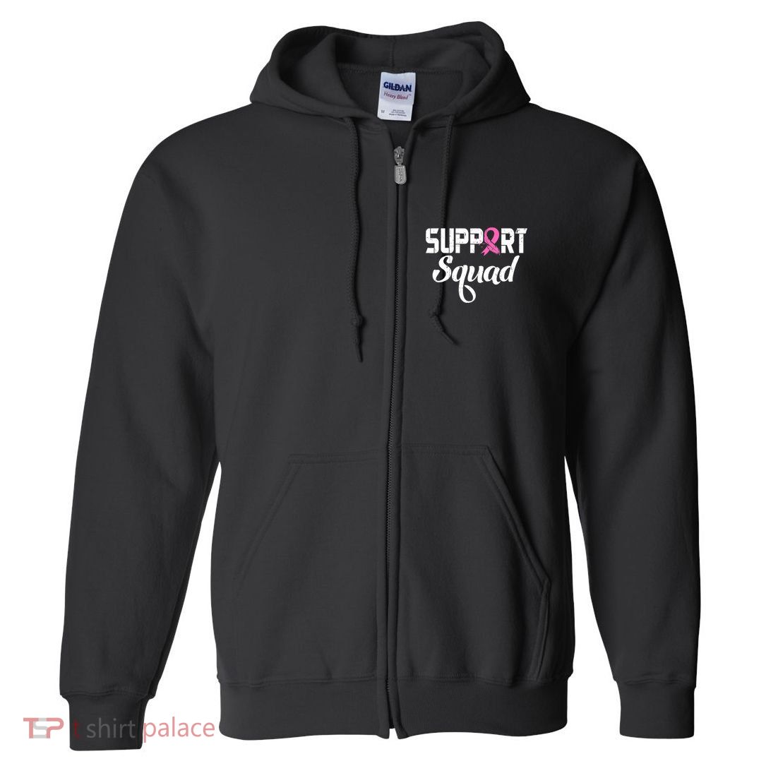 Funny Breast Cancer Warrior Support Squad Awareness Full Zip Hoodie