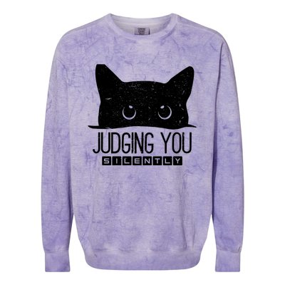 Funny Black Cat Judging You Silently Sarcastic Cat Mom Gift Colorblast Crewneck Sweatshirt