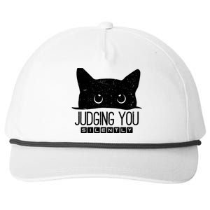 Funny Black Cat Judging You Silently Sarcastic Cat Mom Gift Snapback Five-Panel Rope Hat