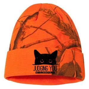 Funny Black Cat Judging You Silently Sarcastic Cat Mom Gift Kati Licensed 12" Camo Beanie