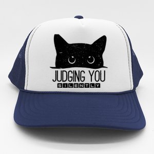 Funny Black Cat Judging You Silently Sarcastic Cat Mom Gift Trucker Hat