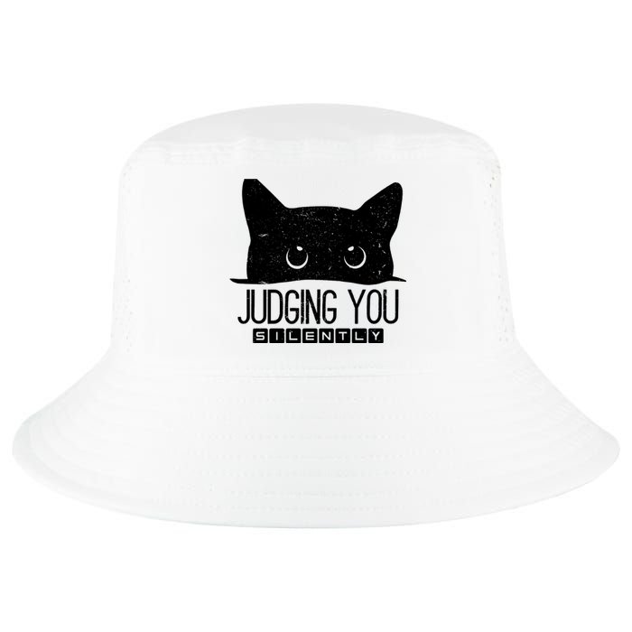 Funny Black Cat Judging You Silently Sarcastic Cat Mom Gift Cool Comfort Performance Bucket Hat