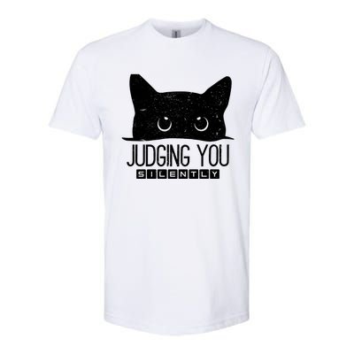 Funny Black Cat Judging You Silently Sarcastic Cat Mom Gift Softstyle® CVC T-Shirt