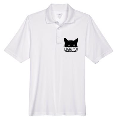 Funny Black Cat Judging You Silently Sarcastic Cat Mom Gift Men's Origin Performance Piqué Polo