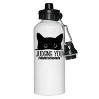 Funny Black Cat Judging You Silently Sarcastic Cat Mom Gift Aluminum Water Bottle