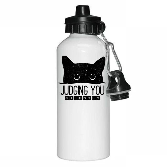 Funny Black Cat Judging You Silently Sarcastic Cat Mom Gift Aluminum Water Bottle