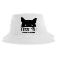 Funny Black Cat Judging You Silently Sarcastic Cat Mom Gift Sustainable Bucket Hat