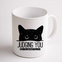 Funny Black Cat Judging You Silently Sarcastic Cat Mom Gift Coffee Mug