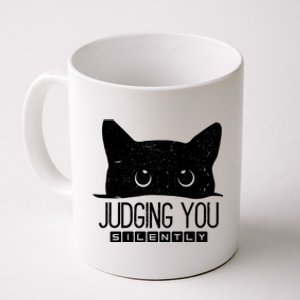 Funny Black Cat Judging You Silently Sarcastic Cat Mom Gift Coffee Mug