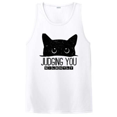 Funny Black Cat Judging You Silently Sarcastic Cat Mom Gift PosiCharge Competitor Tank