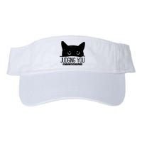 Funny Black Cat Judging You Silently Sarcastic Cat Mom Gift Valucap Bio-Washed Visor