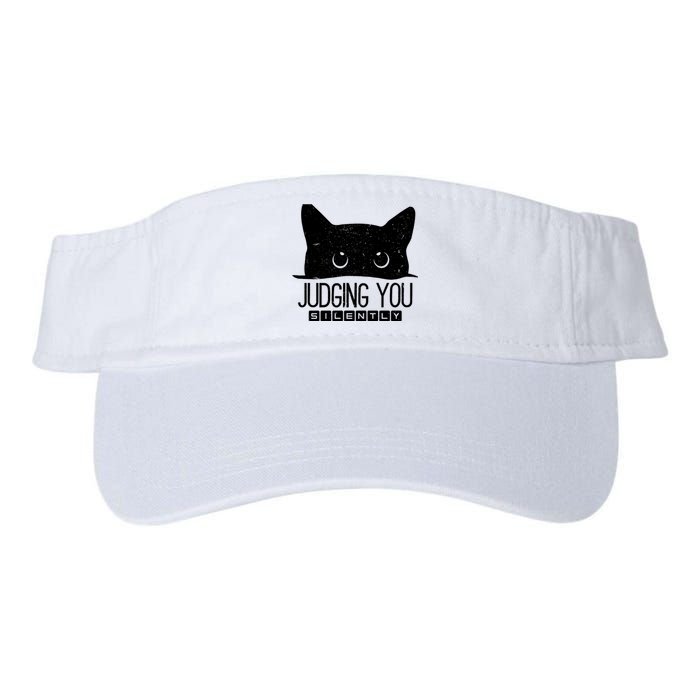 Funny Black Cat Judging You Silently Sarcastic Cat Mom Gift Valucap Bio-Washed Visor