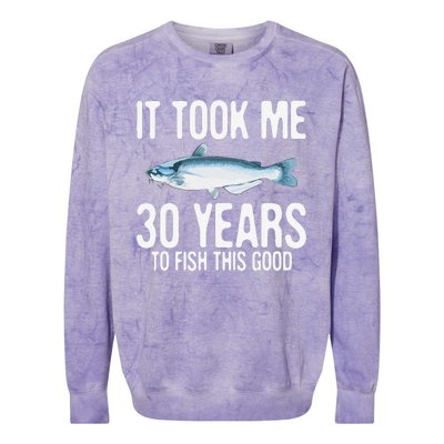 Funny Blue Catfish Fishing 30th Birthday 30 Years To Fish Colorblast Crewneck Sweatshirt