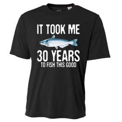 Funny Blue Catfish Fishing 30th Birthday 30 Years To Fish Cooling Performance Crew T-Shirt