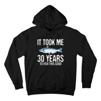 Funny Blue Catfish Fishing 30th Birthday 30 Years To Fish Hoodie