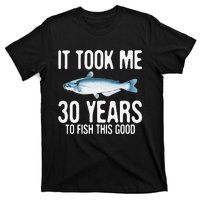 Funny Blue Catfish Fishing 30th Birthday 30 Years To Fish T-Shirt