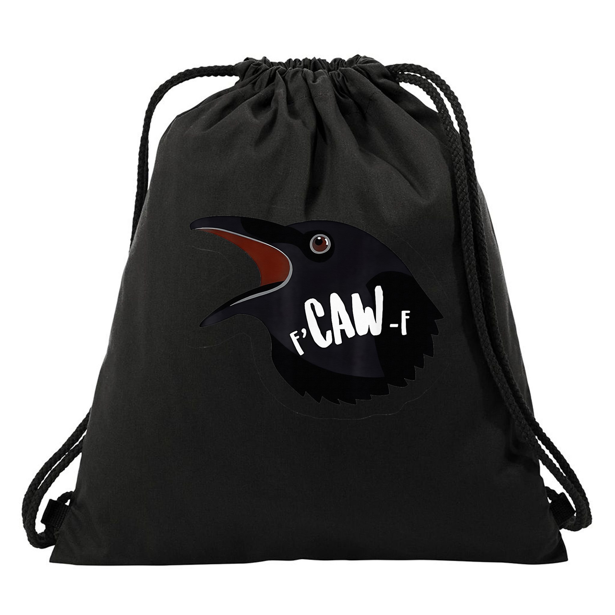 F-Caw-F Black Crow Drawstring Bag