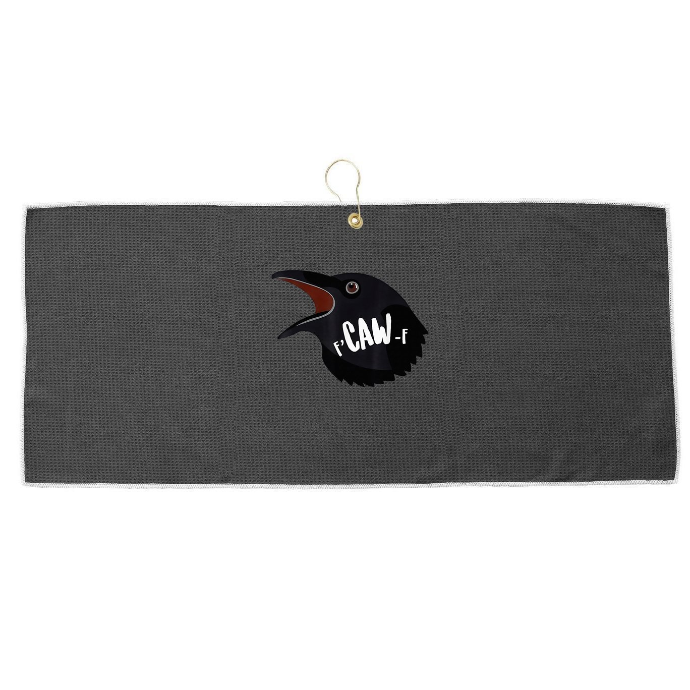 F-Caw-F Black Crow Large Microfiber Waffle Golf Towel