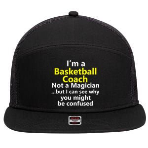 Funny Basketball Coach Job Coaching Instructor Career Gift 7 Panel Mesh Trucker Snapback Hat