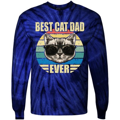 Funny Best Cat Dad Ever Funny Fathers Day Cat Dad Gift Tie-Dye Long Sleeve Shirt