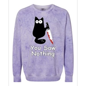 Funny Black Cat Meme You Saw Nothing Colorblast Crewneck Sweatshirt