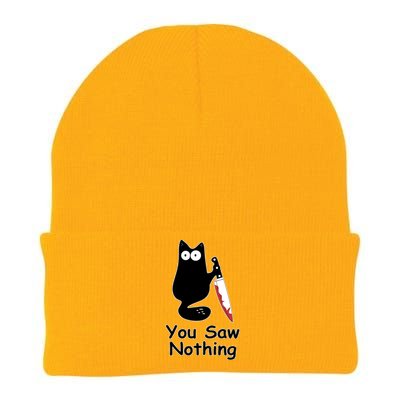 Funny Black Cat Meme You Saw Nothing Knit Cap Winter Beanie