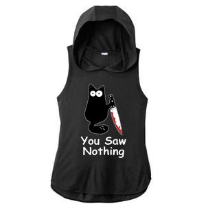 Funny Black Cat Meme You Saw Nothing Ladies PosiCharge Tri-Blend Wicking Draft Hoodie Tank