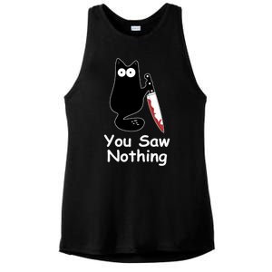 Funny Black Cat Meme You Saw Nothing Ladies PosiCharge Tri-Blend Wicking Tank