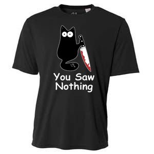 Funny Black Cat Meme You Saw Nothing Cooling Performance Crew T-Shirt