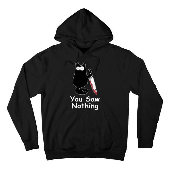 Funny Black Cat Meme You Saw Nothing Hoodie