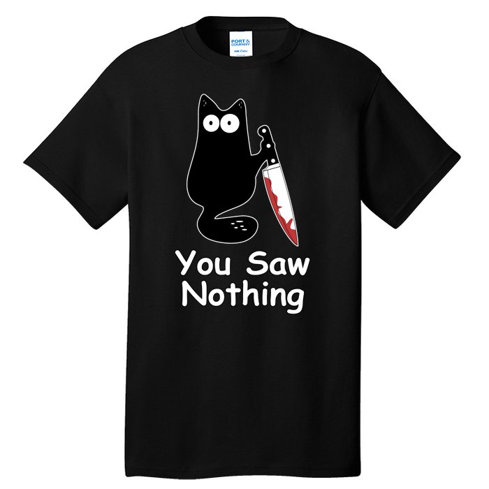 Funny Black Cat Meme You Saw Nothing Tall T-Shirt