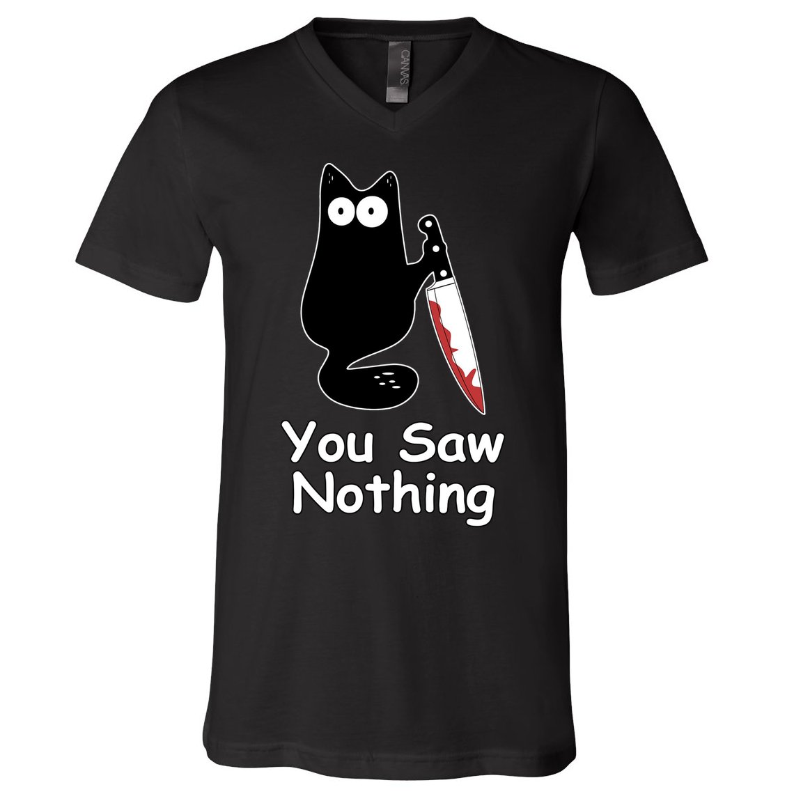 Funny Black Cat Meme You Saw Nothing V-Neck T-Shirt