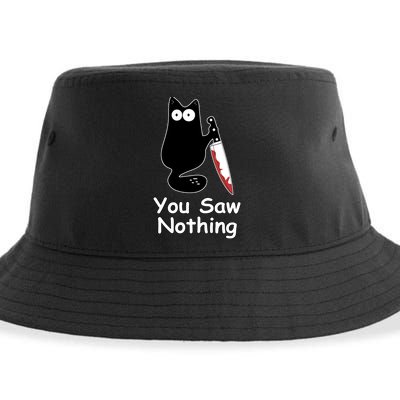 Funny Black Cat Meme You Saw Nothing Sustainable Bucket Hat