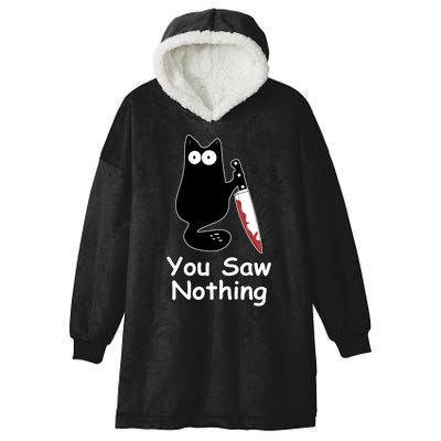 Funny Black Cat Meme You Saw Nothing Hooded Wearable Blanket