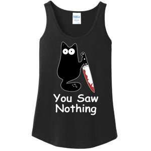 Funny Black Cat Meme You Saw Nothing Ladies Essential Tank