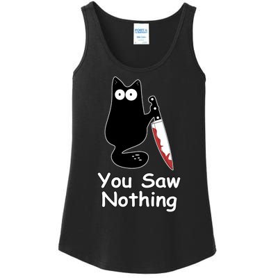 Funny Black Cat Meme You Saw Nothing Ladies Essential Tank