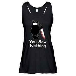 Funny Black Cat Meme You Saw Nothing Ladies Essential Flowy Tank