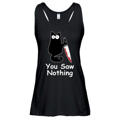 Funny Black Cat Meme You Saw Nothing Ladies Essential Flowy Tank