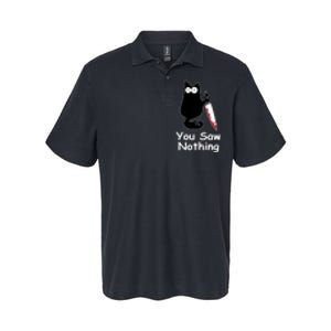 Funny Black Cat Meme You Saw Nothing Softstyle Adult Sport Polo