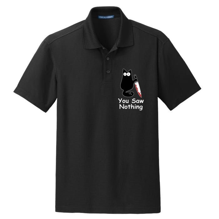 Funny Black Cat Meme You Saw Nothing Dry Zone Grid Polo