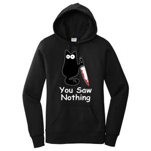 Funny Black Cat Meme You Saw Nothing Women's Pullover Hoodie