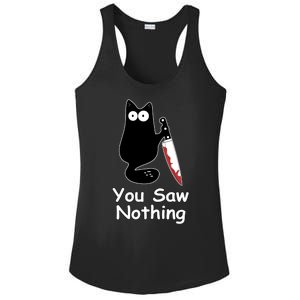 Funny Black Cat Meme You Saw Nothing Ladies PosiCharge Competitor Racerback Tank